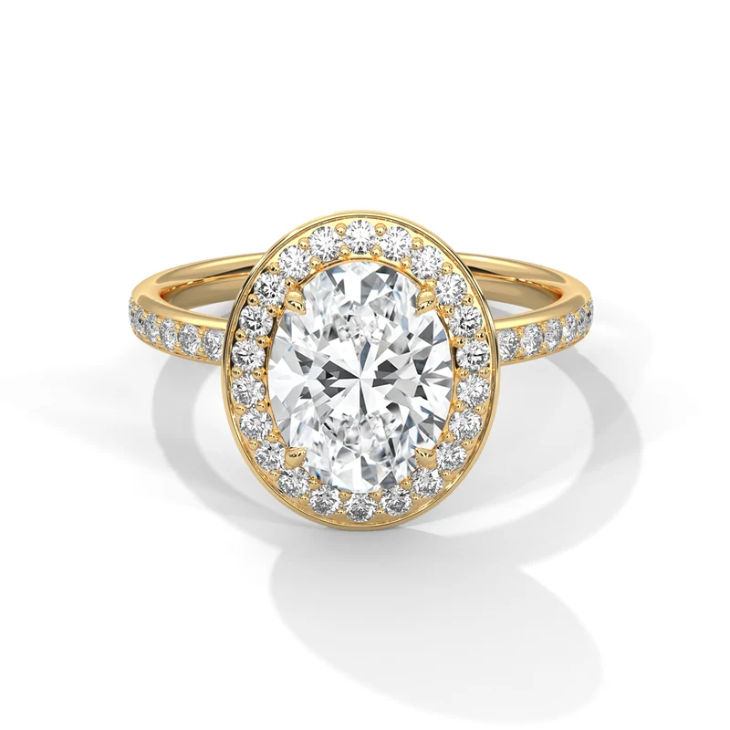 Chloe oval halo engagement ring in yellow gold